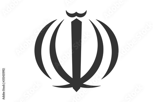 Iranian national emblem. Symbol of iran. Four crescents with a sword. Ancient iranian and persian symbol. Vector illustration isolated on white background