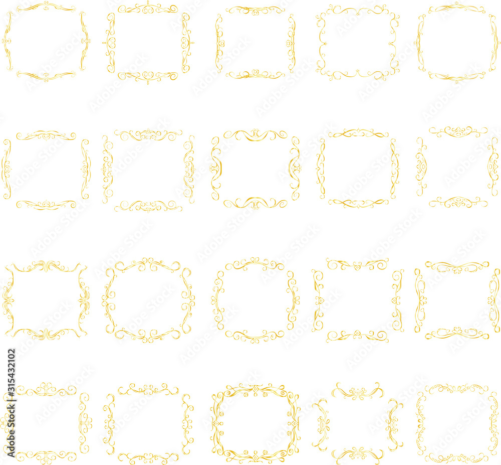 Gold Square antique pattern frame set