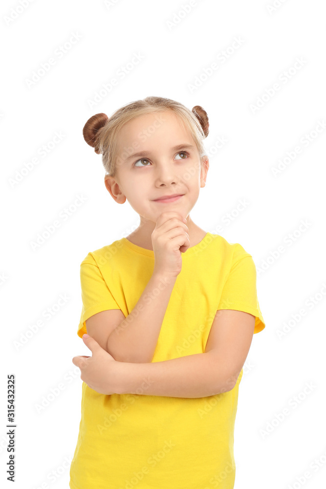 Cute little girl posing on white background Cute little girl posing on white background