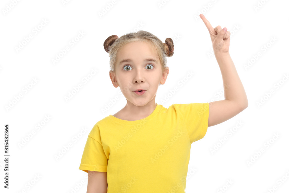 Cute little girl posing on white background Cute little girl posing on white background