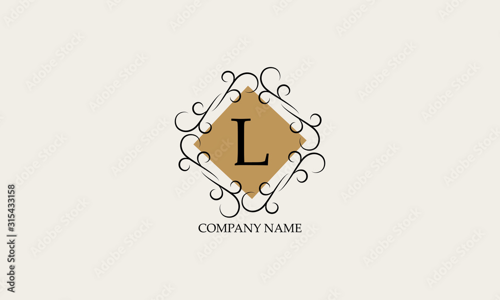 Stylish elegant L logo. Business style and brand of the company, emblem for cafes, bars, restaurants, hotels, boutiques.