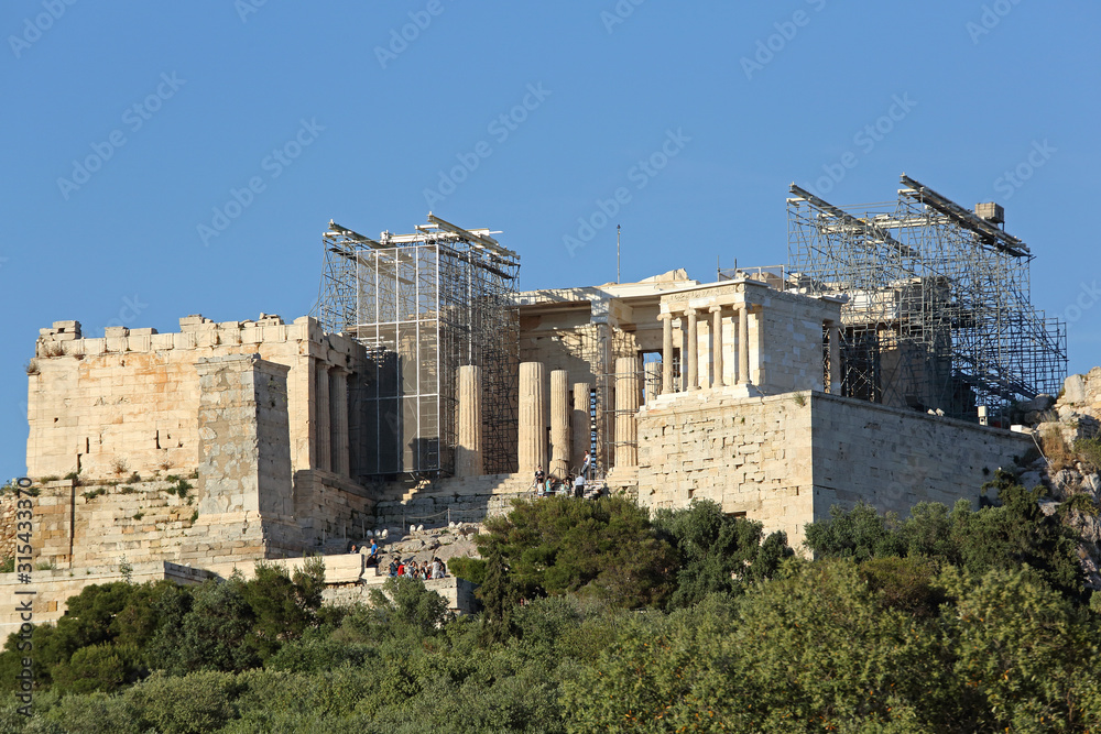 Acropolis Reconstruction Scaffolding Athens Greece