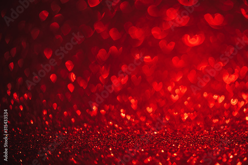Valentine's day red background Hearts shape bokeh.