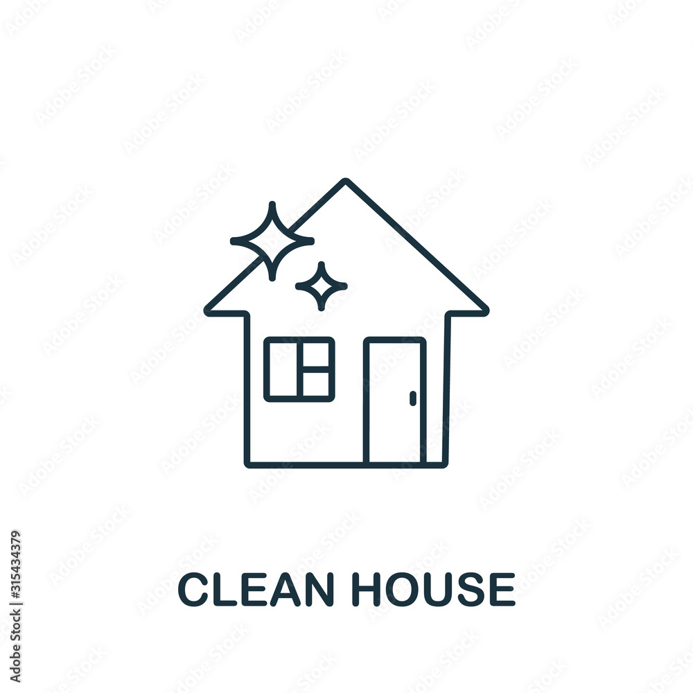 Clean House icon from cleaning collection. Simple line element Clean House symbol for templates, web design and infographics Clean House icon from cleaning collection. Simple line element Clean House symbol for templates, web design and infographics