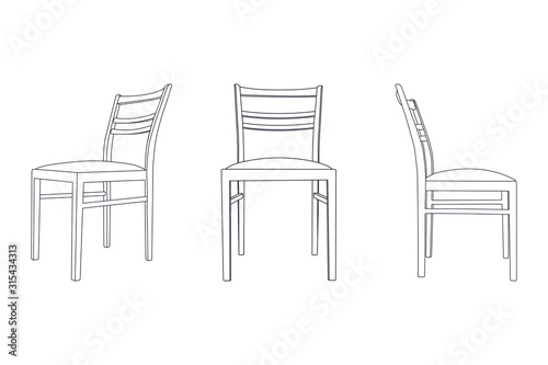 set of black chairs with a light seat. eps10 vector stock illustration