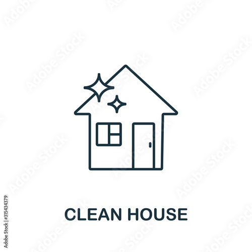 Clean House icon from cleaning collection. Simple line element Clean House symbol for templates, web design and infographics
