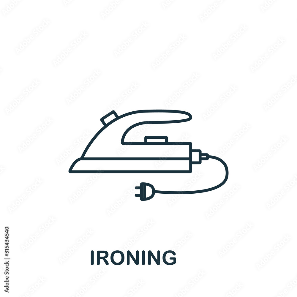 Ironing icon from cleaning collection. Simple line element Ironing symbol for templates, web design and infographics Ironing icon from cleaning collection. Simple line element Ironing symbol for templates, web design and infographics