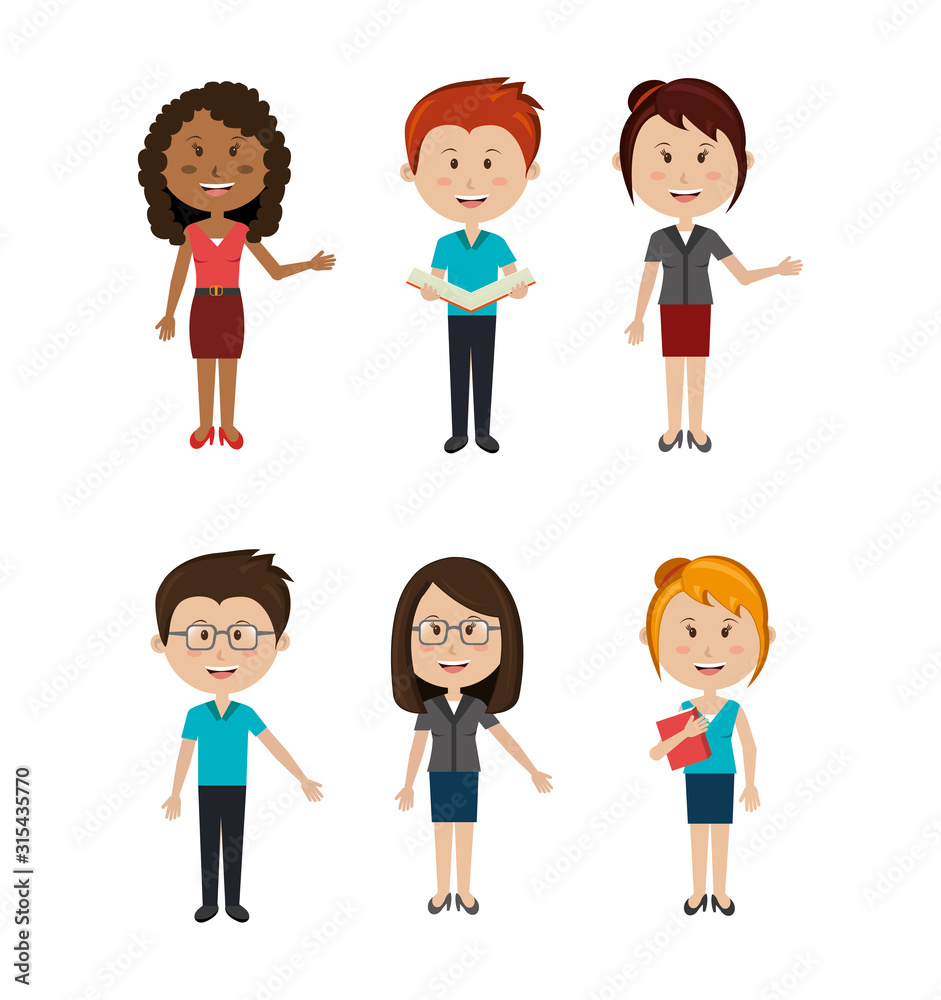 group of teachers avatar characters vector illustration design