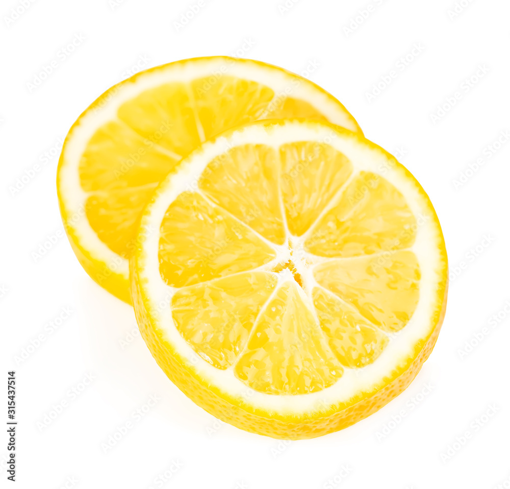 Lemon slices isolated on white background. Lemon slices isolated on white background.