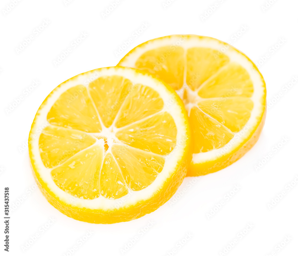Lemon slices isolated on white background. Lemon slices isolated on white background.