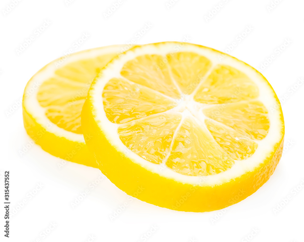 Lemon slices isolated on white background. Lemon slices isolated on white background.