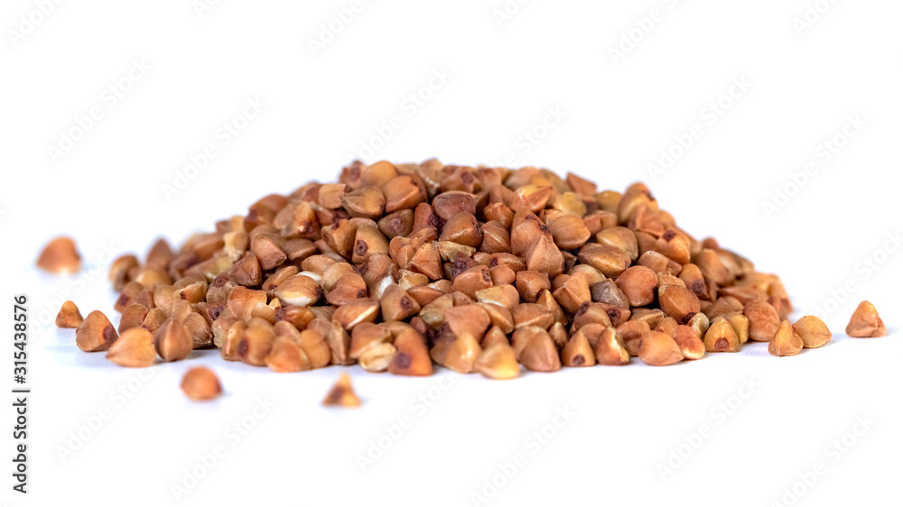 A bunch of buckwheat isolated on a white background. A bunch of buckwheat isolated on a white background.