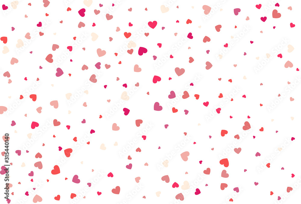 Heart confetti of Valentine's petals. Beautiful Confetti Hearts