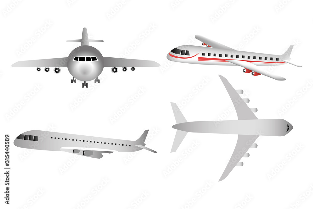 set of airplanes flying icons vector illustration design