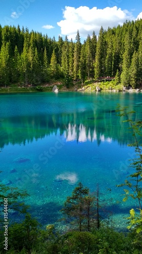 Lago di Carezza  Karersee   a Beautiful Lake in the Dolomites  Trentino Alto Adige  Italy.