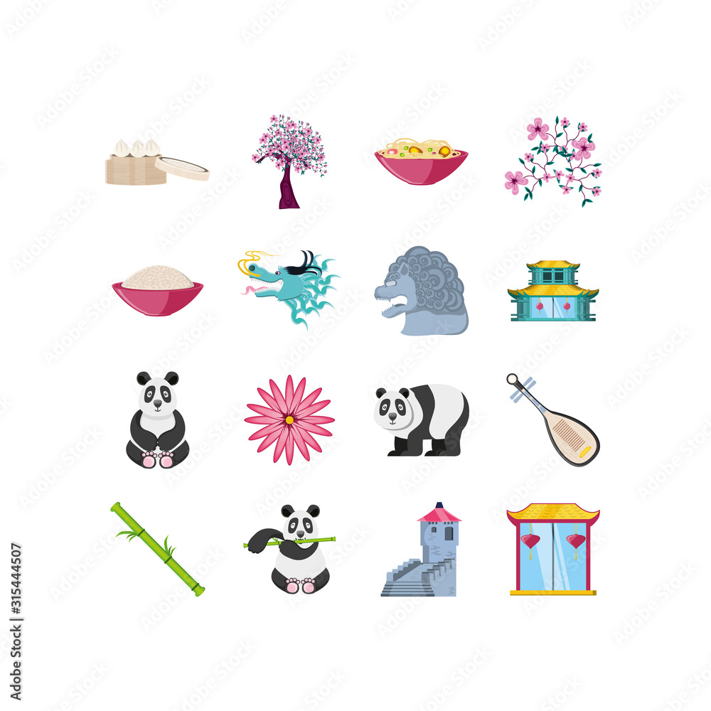 Isolated chinese icon set vector design