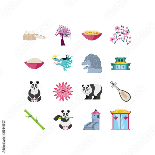 Isolated chinese icon set vector design