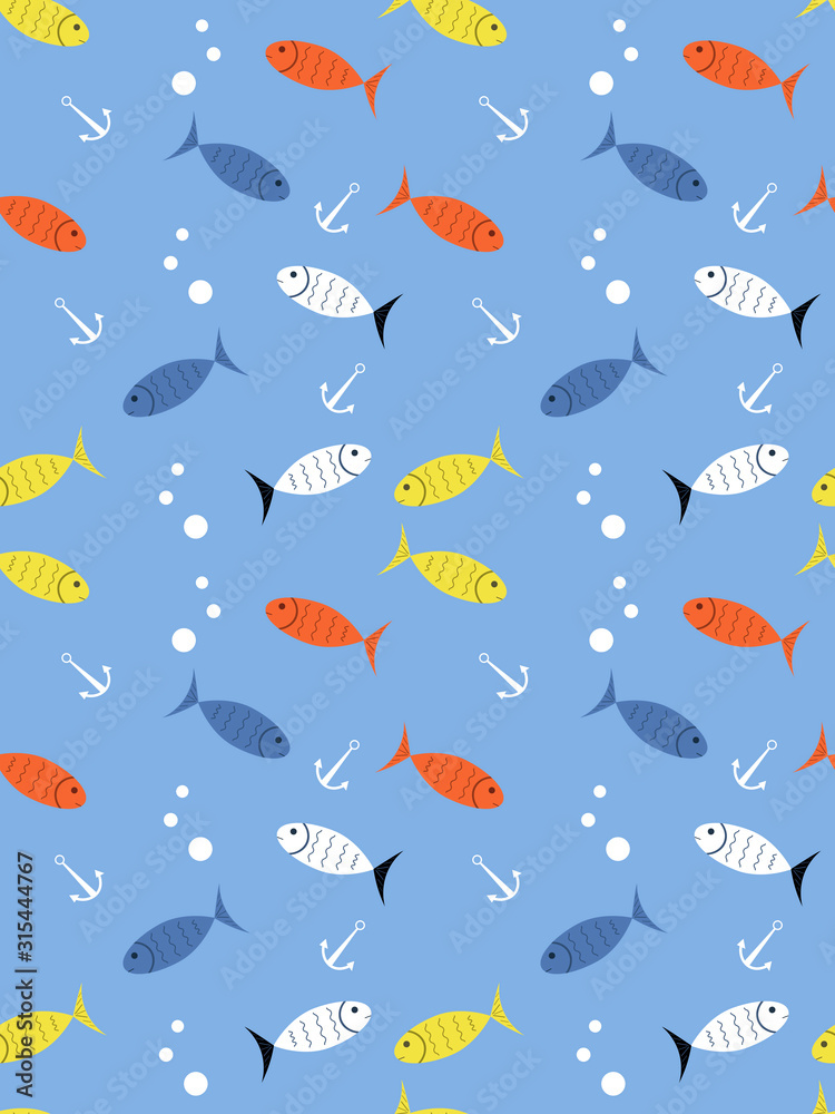 Seamless background with sea fish [преобразованный]