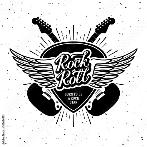 Rock and roll Guitar Plectrum Wings Vector illustration
