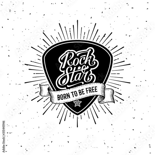Rock Star Plectrum Ribbon White Vector illustration