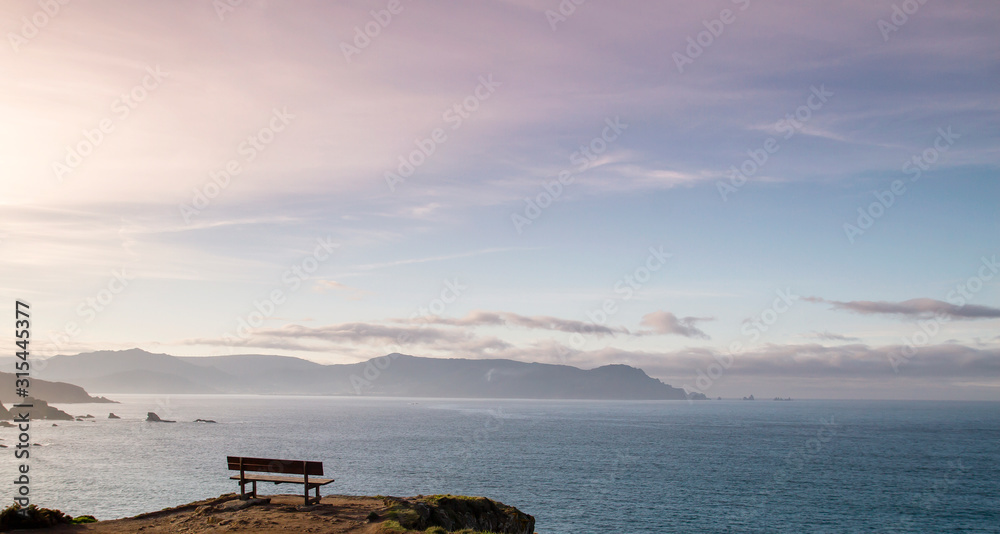 The most beautiful bench in the world, Loiba cliffs, Ortigueira, Galicia, Spain