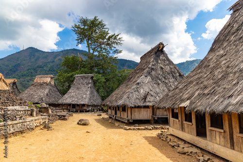 Wologai Ethnic Spiritual Village on Flores island. A traditional houses in the Wologai village near Kelimutu in East Nusa Tenggara, Indonesia.