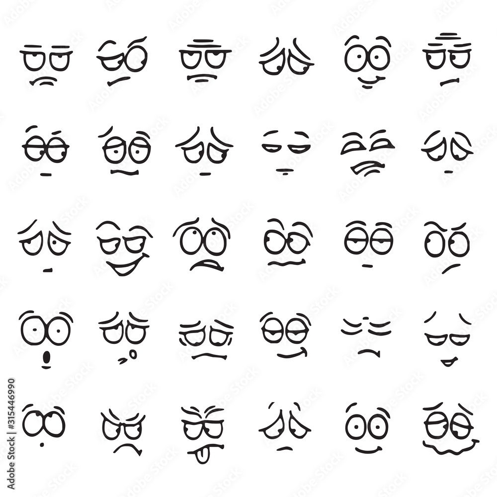 Cartoon Kawaii Eyes And Mouths Cute Emoticon Emoji Characters In Cartoon Kawaii Eyes And Mouths Cute Emoticon Emoji Characters In