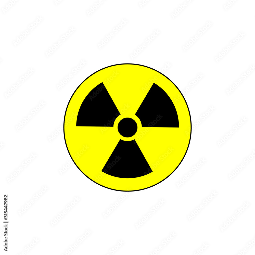 Nuclear warning flat vector icon isolated on a white background.Nuclear hazard caution sign. Nuclear warning flat vector icon isolated on a white background.Nuclear hazard caution sign.