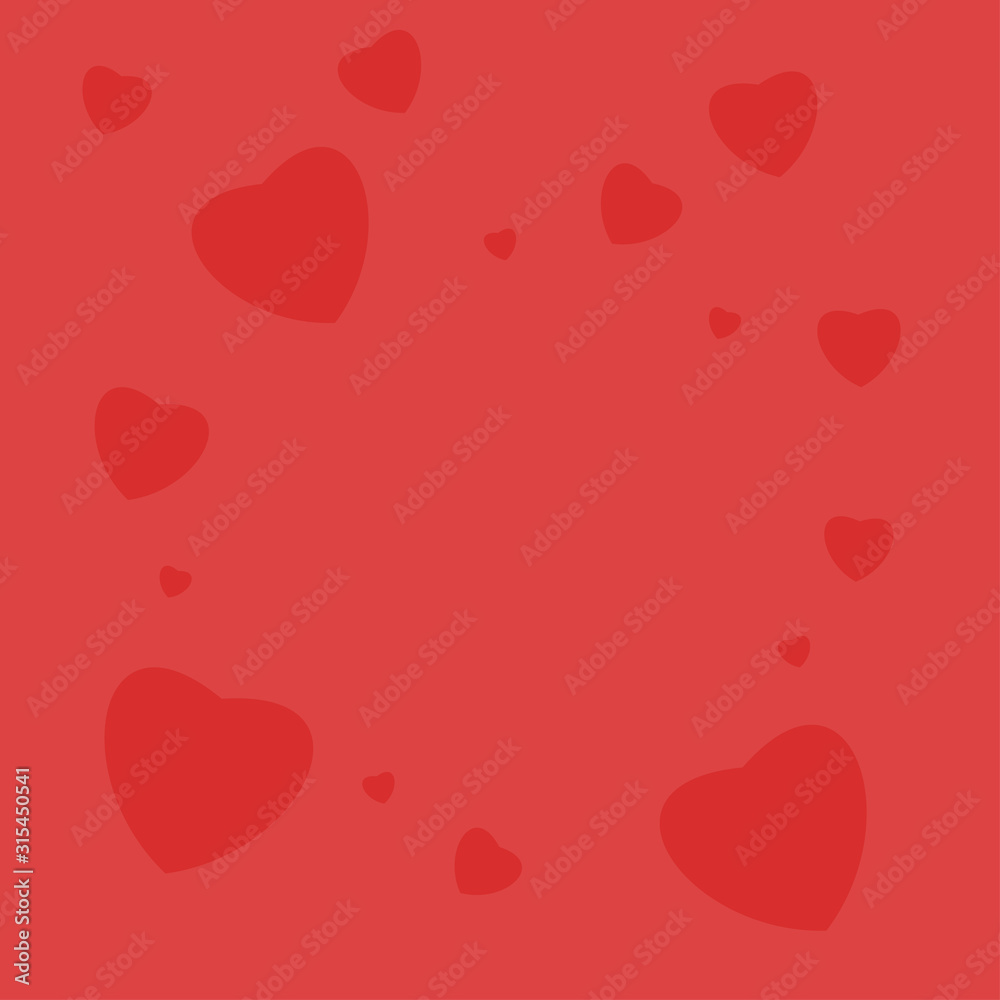 Red Vector Illustration of a Valentines Day Card with copy spase