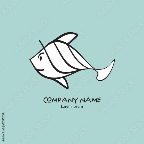 Fish logo vector illustration template, web icon, sign, cute fish cartoon, Brand name design, japan concept