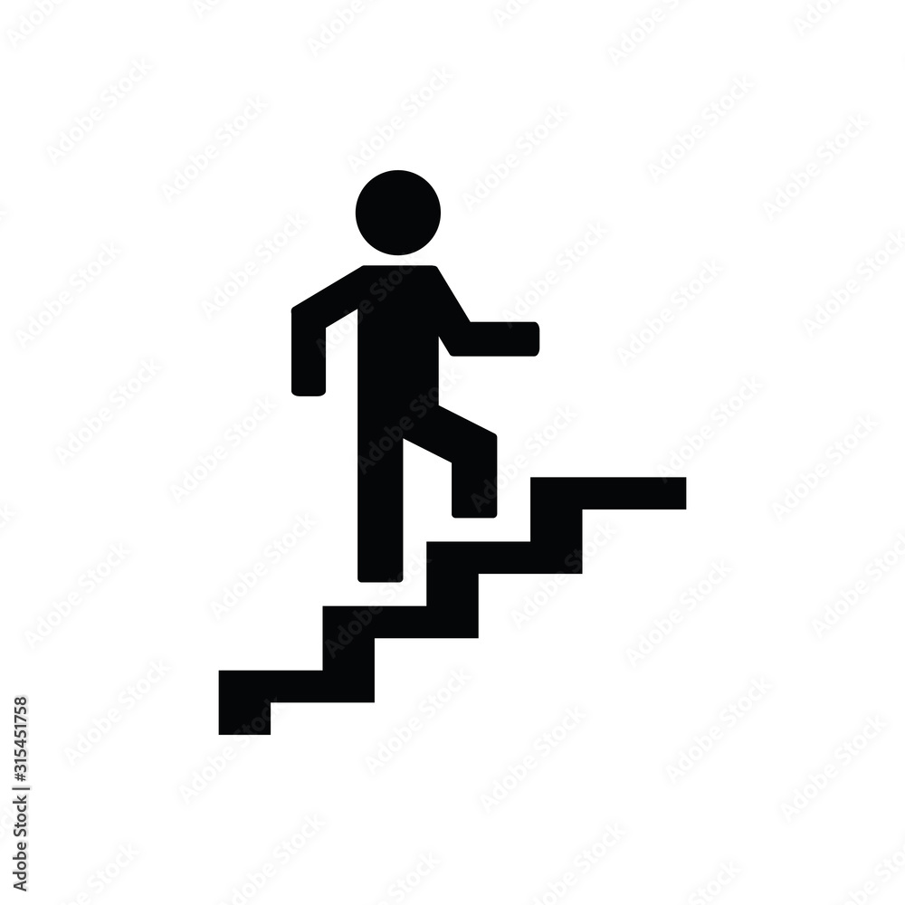 Man on stairs going up. People icon. Vector icon for apps and websites. Man on stairs going up. People icon. Vector icon for apps and websites.
