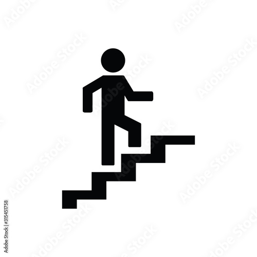 Man on stairs going up. People icon. Vector icon for apps and websites. © veronchick84