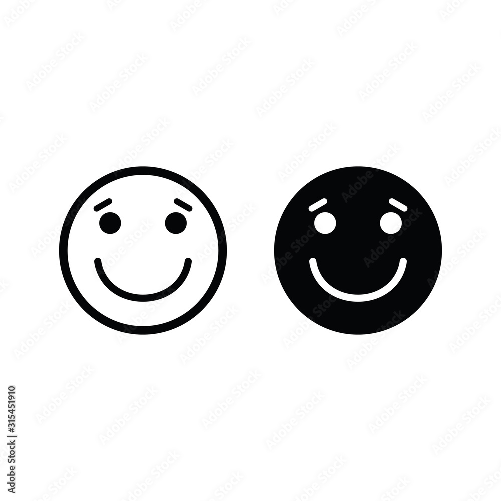Fototapeta premium smile icon/ Happy face/ line style icon/ black vector symbol of smile