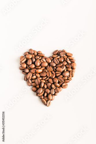 I love coffee, heart made from coffee beans