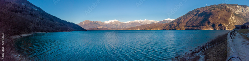 The panorama of the lake Santa Croche, Dolomities, Veneto, Italy
