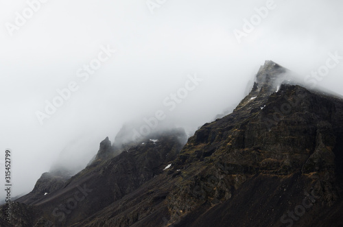 Foggy mountain in Icelandic Snaefellsness peninsula