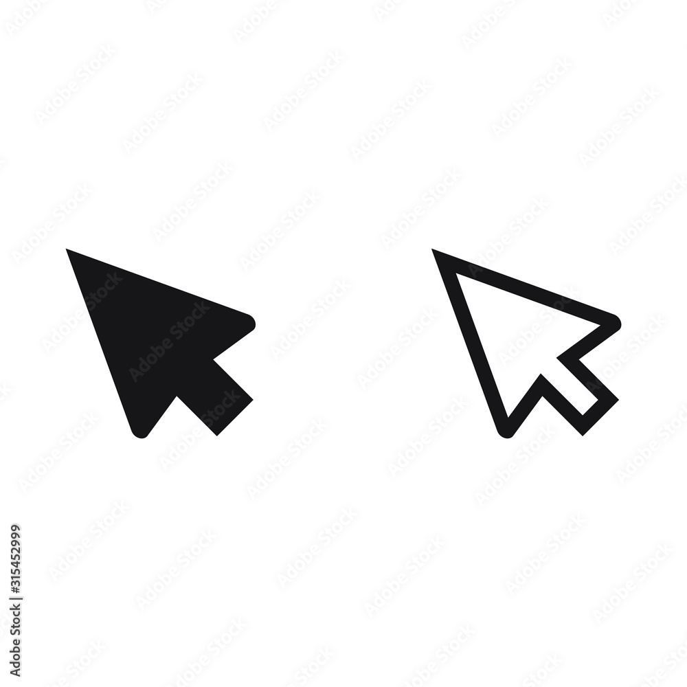 Computer mouse cursor icon in flat style. Arrow cursor vector ...