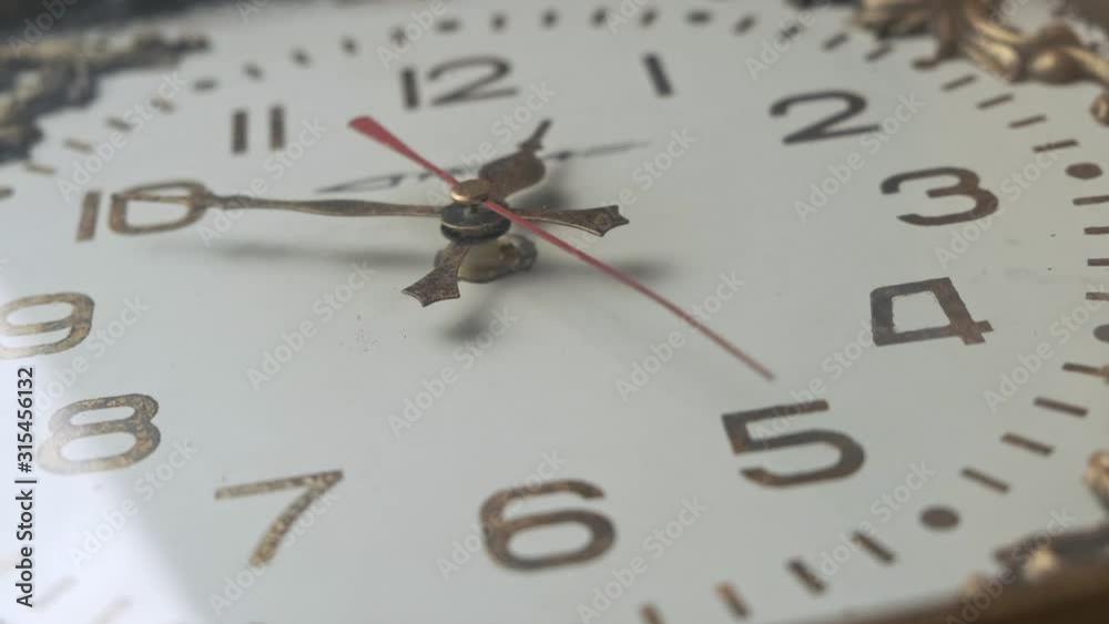 Old retro wall clock with moving second hand. Old retro wall clock with moving second hand.
