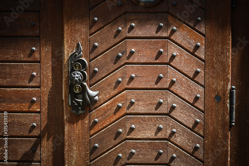 close up view of the historical doors within the streets of Prague