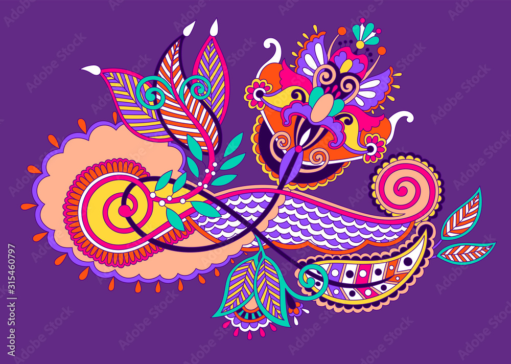 Obraz premium original unique paisley design, decorative flower in ukrainian karakoko style