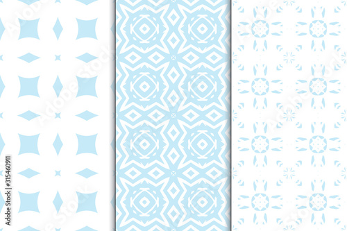 Set of seamless geometric ornaments. Abstract repeating textures. Ethnic template template for printing