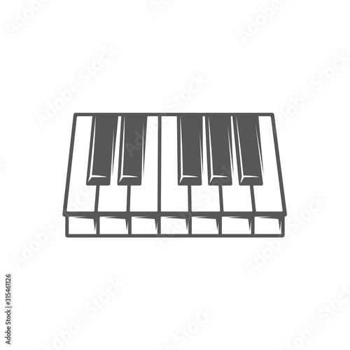 Piano keyboard isolated on white background