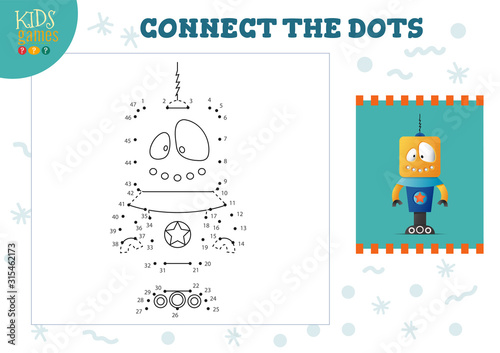 Connect the dots kids game vector illustration