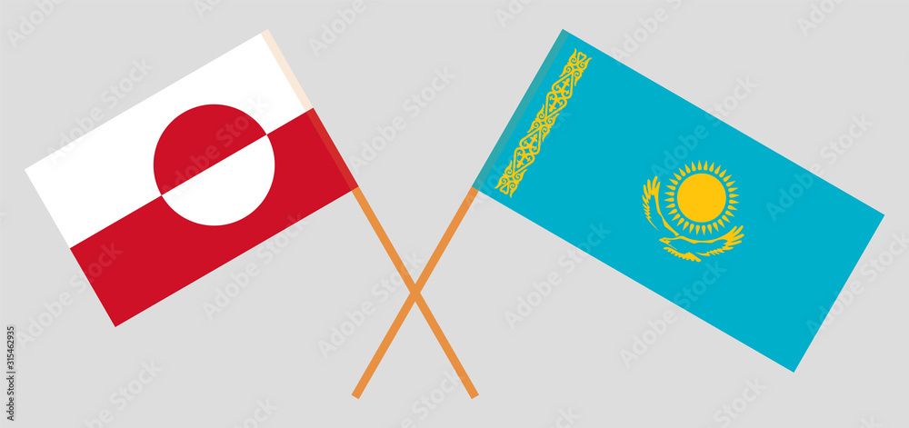 Crossed flags of Kazakhstan and Greenland Crossed flags of Kazakhstan and Greenland