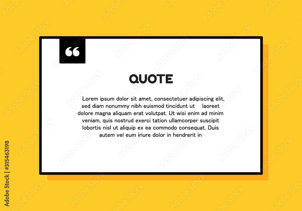 Quote rectangle isolated on yellow background. Modern vector illustration Quote rectangle isolated on yellow background. Modern vector illustration