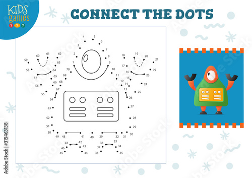 Connect the dots kids mini game vector illustration.