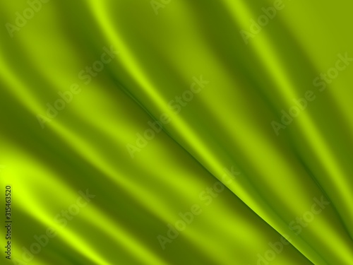 Brilliant Satin Sheet - Chartreuse Silk Folded Background - 3D Image of Lime Green Shining Silken Backdrop