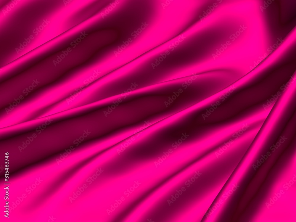 Glossy Satin Sheet - Hot Pink Silk Folded Background - 3D Image of Crimson  Brilliant Silken Texture Backdrop Stock Illustration | Adobe Stock