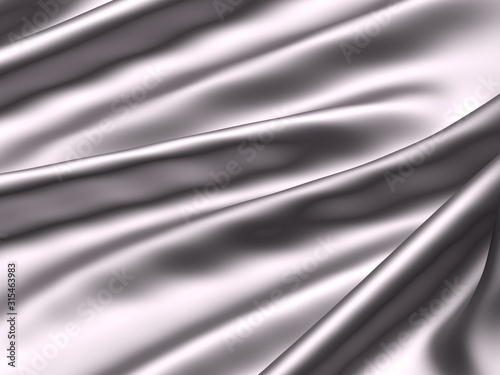 Shining Satin Sheet - Light Gray Silk Folded Background - 3D Image of Pearl Gray Sparkling Silken Texture Backdrop
