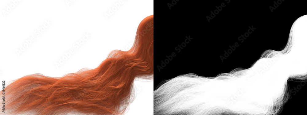 Ginger Dyed Hair Isolated Texture - Perfect Long Curls with Alpha Channel -  Healthy Lock 3d Model Rendering Background Illustration Stock Illustration  | Adobe Stock